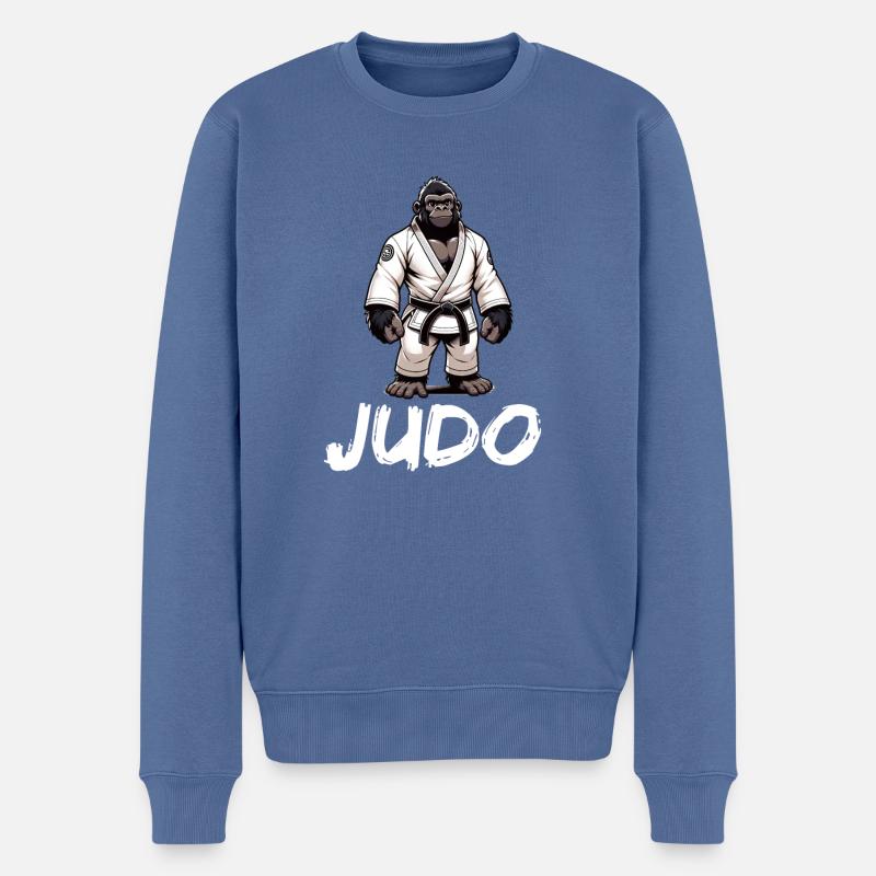 Japanisches Judo Gorilla Judoka - Männer Premium Bio Pullover - Taubenblau