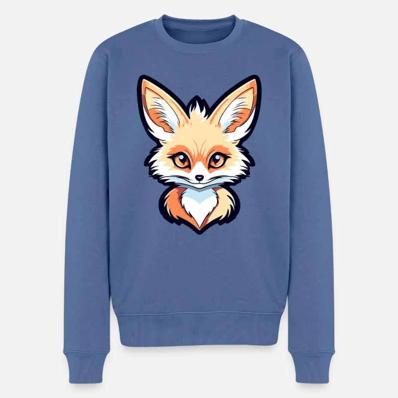 Wüstenfuchs Fennek Zeichnung - Männer Premium Bio Pullover - Taubenblau