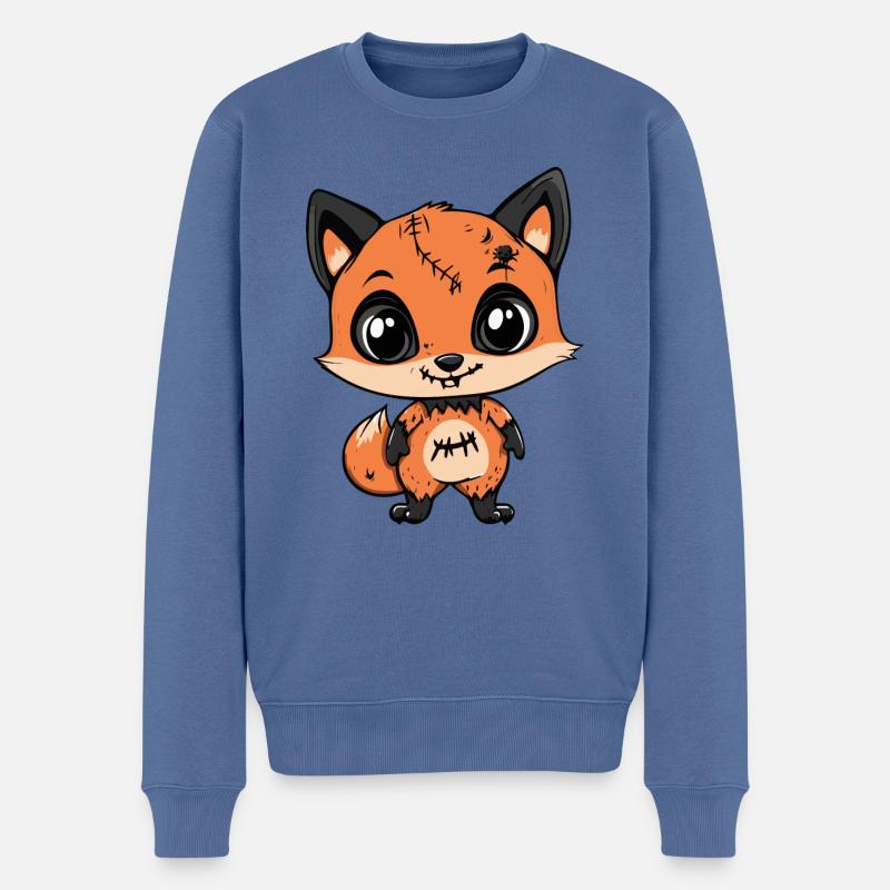 Fuchs Halloween Zombie - Männer Premium Bio Pullover - Taubenblau
