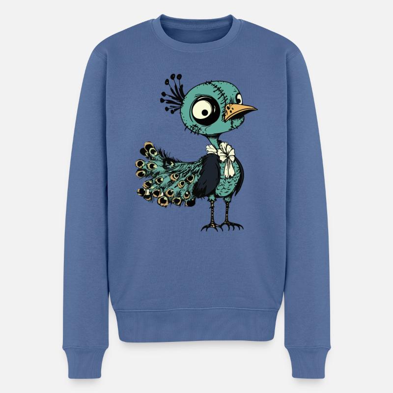 Pfau Vogel Halloween Zombie - Männer Premium Bio Pullover - Taubenblau