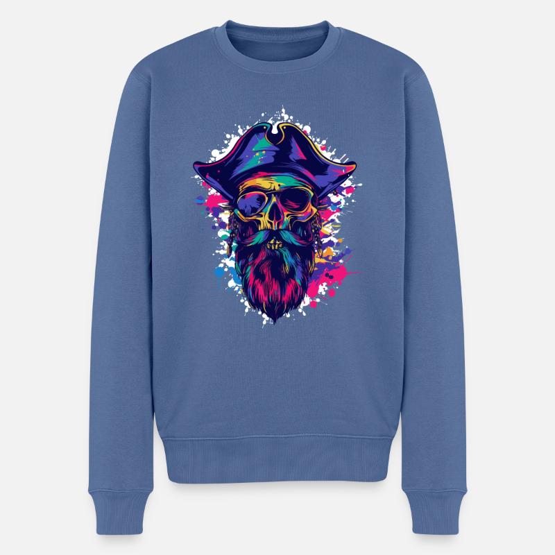 Crâne de pirate - Pull Premium bio Homme - bleu pigeon