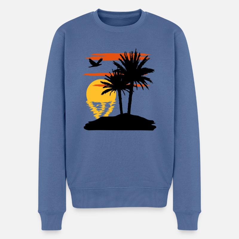 Sonnenuntergang - Sunset - Männer Premium Bio Pullover - Taubenblau