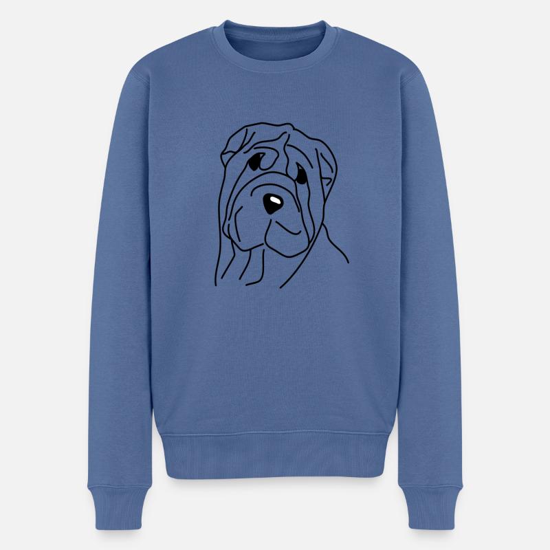 SharPei - Pull Premium bio Homme - bleu pigeon