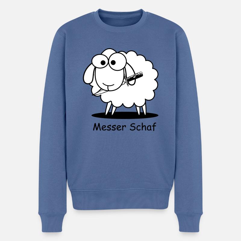 Messer Schaf Geschenk Geburtstag - Männer Premium Bio Pullover - Taubenblau