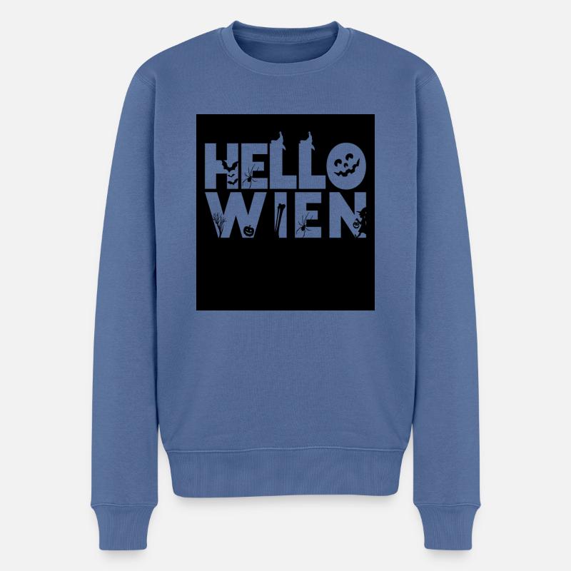 hellowien halloween noir bonjour wien - Pull Premium bio Homme - bleu pigeon