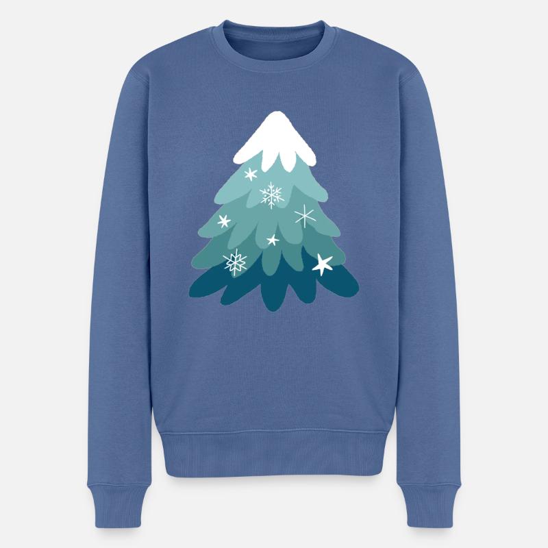 schöner Weihnachtsbaum - Männer Premium Bio Pullover - Taubenblau