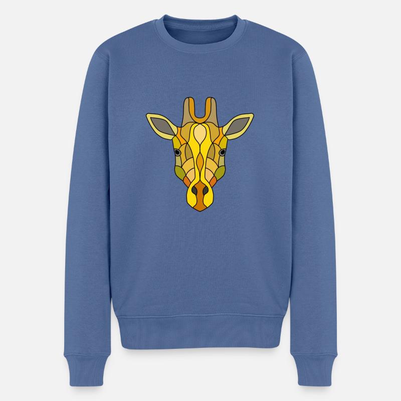 Giraffe - Männer Premium Bio Pullover - Taubenblau