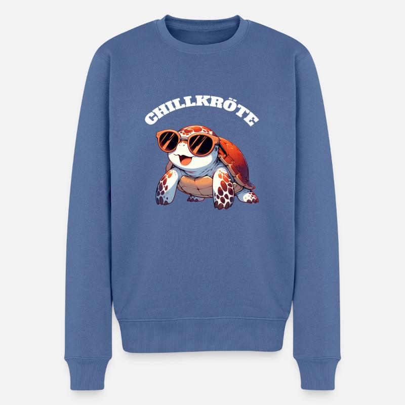 Chillkröte Schildkröte - Männer Premium Bio Pullover - Taubenblau