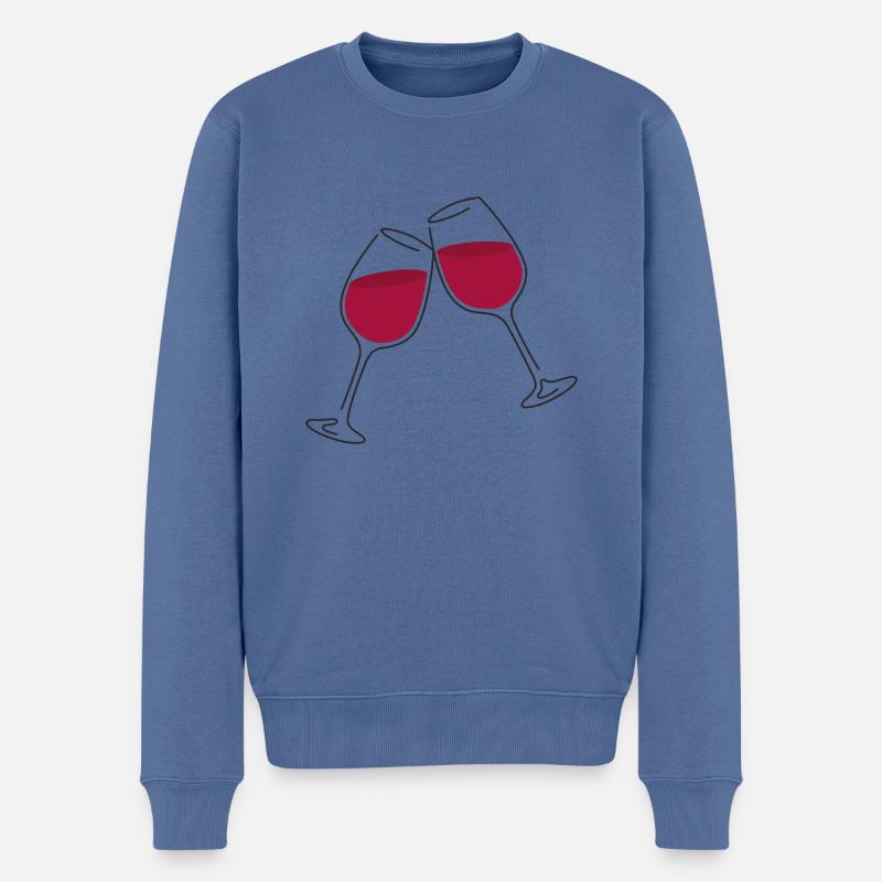 Weingläser Lineart - Männer Premium Bio Pullover - Taubenblau