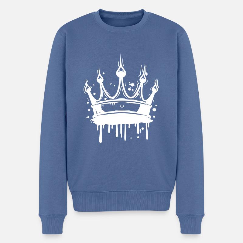 Krone König - Männer Premium Bio Pullover - Taubenblau