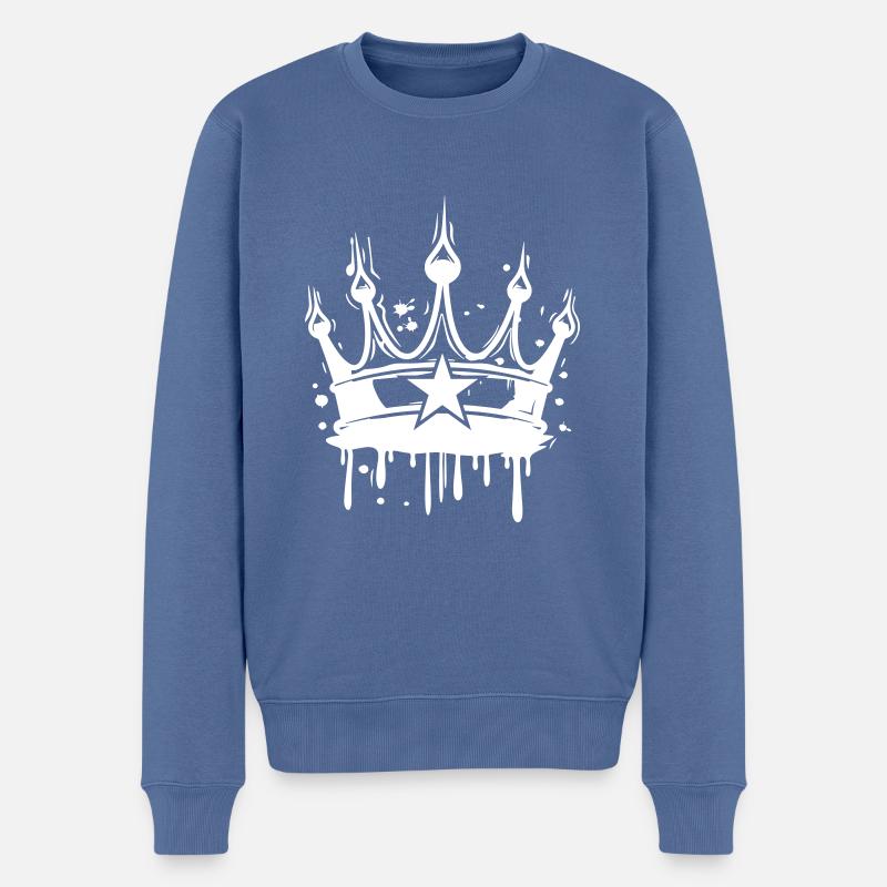 Krone König - Männer Premium Bio Pullover - Taubenblau