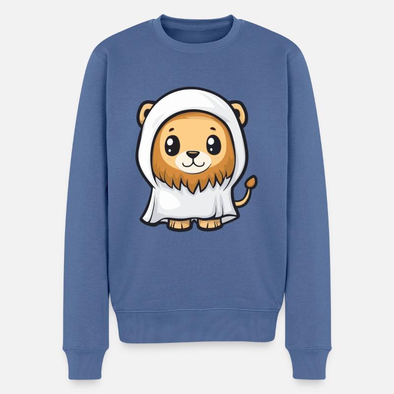 Löwe Halloween Lustig Geist - Männer Premium Bio Pullover - Taubenblau