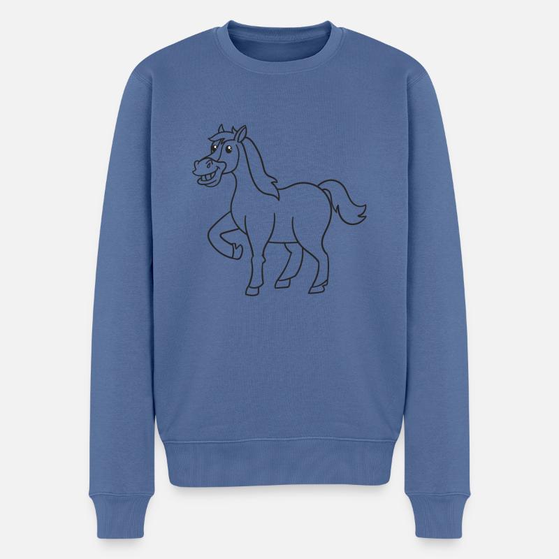 Pferd, Pferde, Geschenk, Geschenkidee - Männer Premium Bio Pullover - Taubenblau