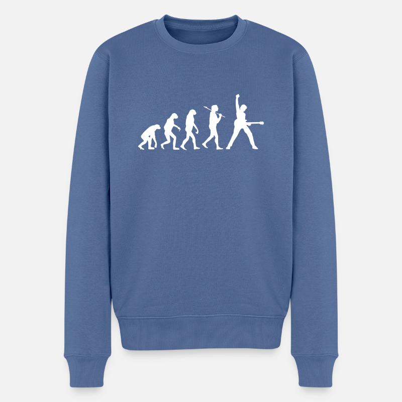 Rock Evolution Rocker Gitarre Metal Festival Band - Männer Premium Bio Pullover - Taubenblau