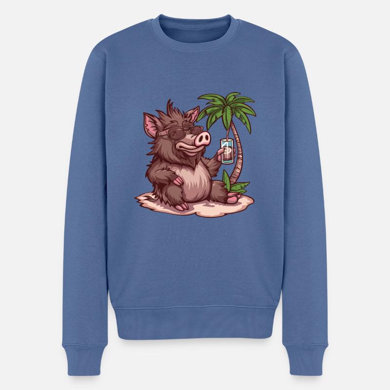 Cochon Été Sanglier - Pull Premium bio Homme - bleu pigeon