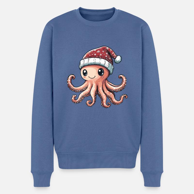 Bande dessinée de Noël Octopus - Pull Premium bio Homme - bleu pigeon