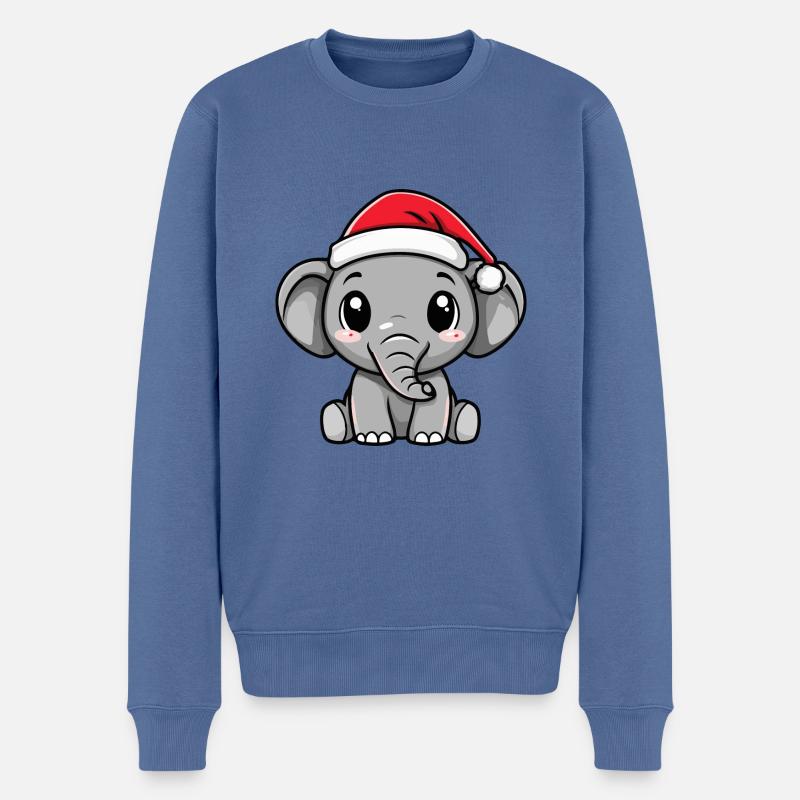 Elefant Weihnachten Niedlich - Männer Premium Bio Pullover - Taubenblau