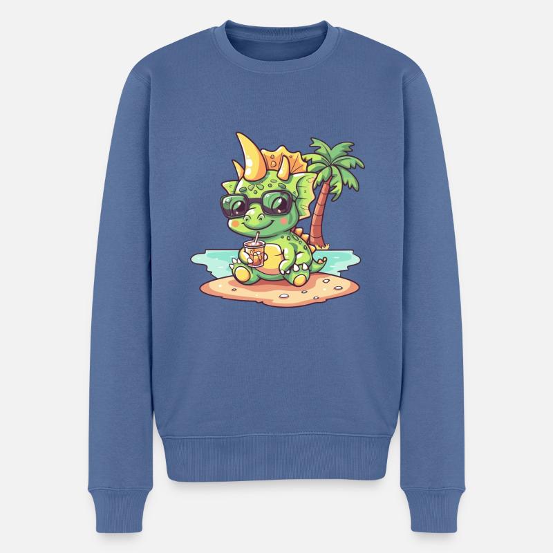 Dinosaurier triceratops Sommer - Männer Premium Bio Pullover - Taubenblau