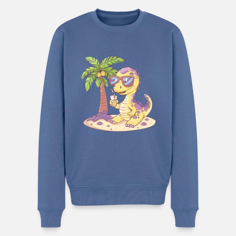Dinosaurier brontosaurus Sommer - Männer Premium Bio Pullover - Taubenblau