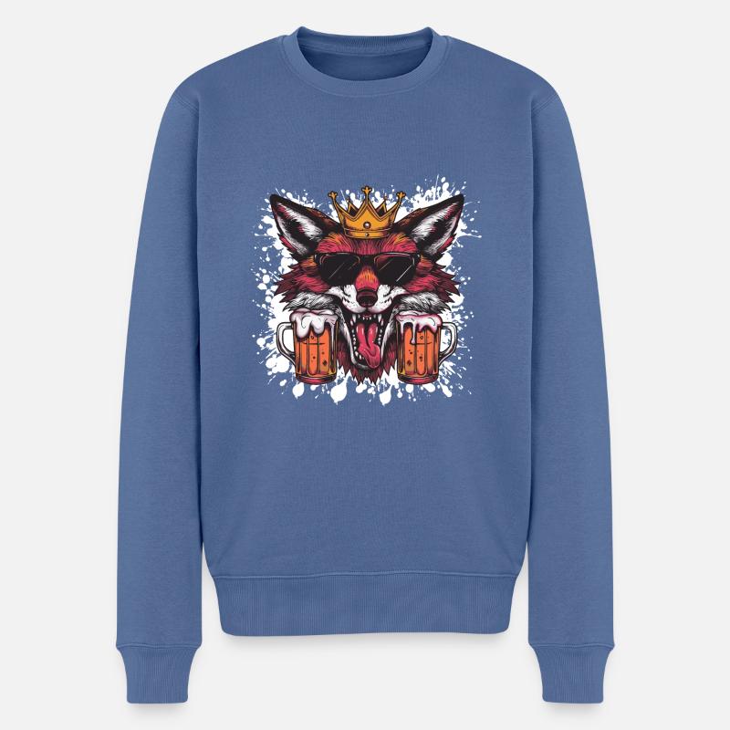 Fox Bière Drôle - Pull Premium bio Homme - bleu pigeon
