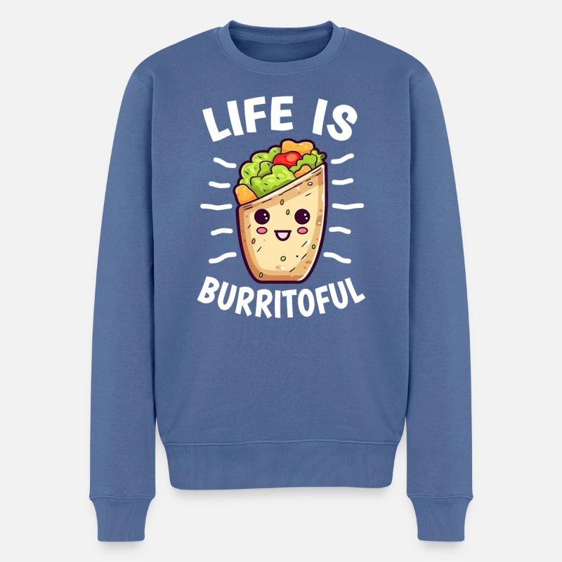 Burrito - La vie est burritoful - Pull Premium bio Homme - bleu pigeon