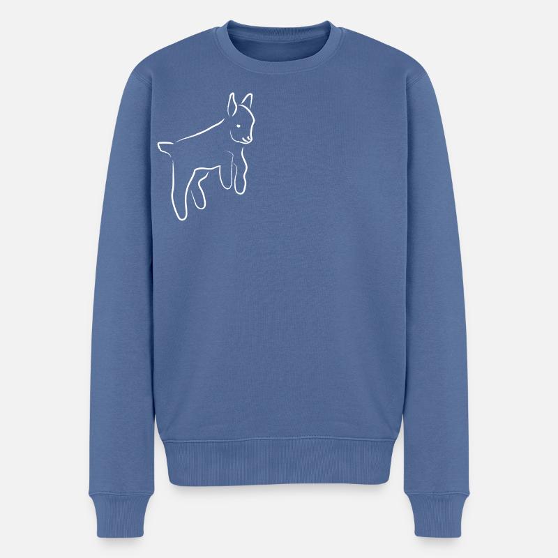 Ziege weiß /Goat white - Männer Premium Bio Pullover - Taubenblau