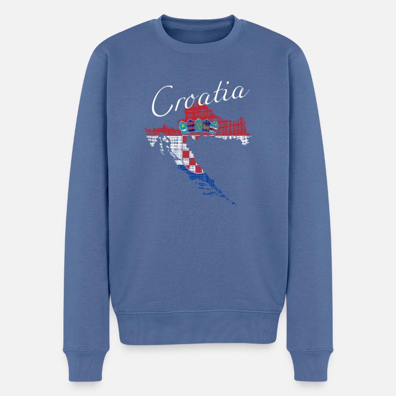 Croatia - Männer Premium Bio Pullover - Taubenblau