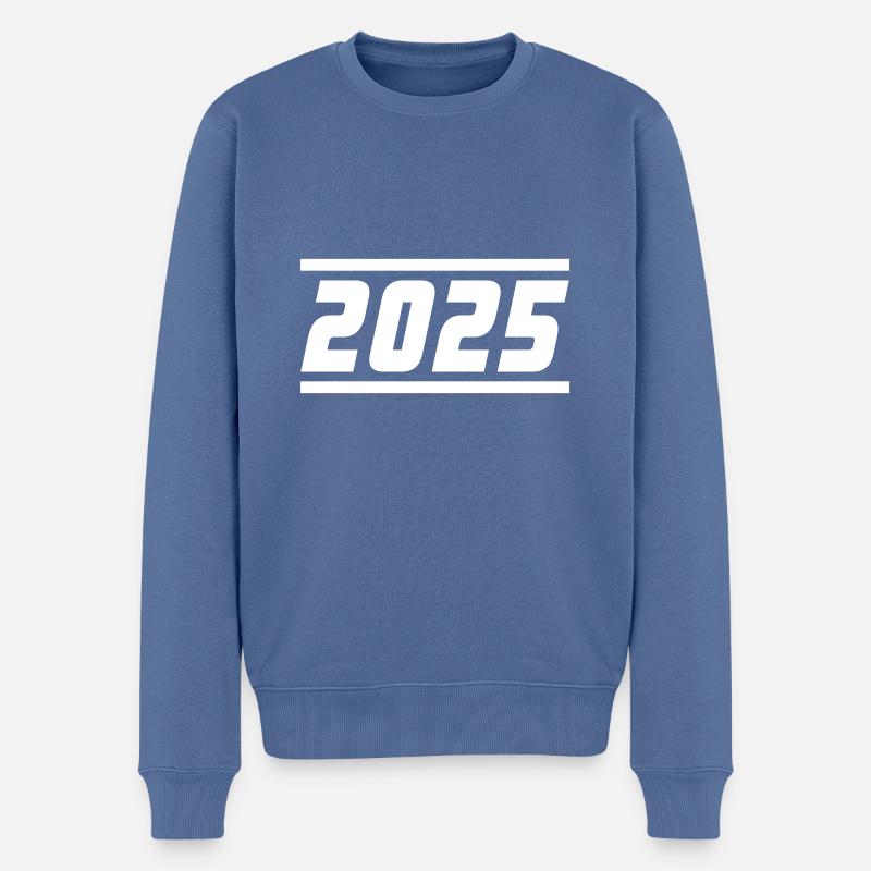 2025 Jahr - Männer Premium Bio Pullover - Taubenblau