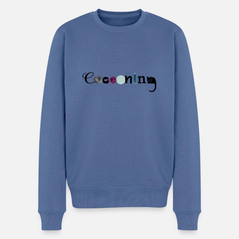 Verzärtelnd - Männer Premium Bio Pullover - Taubenblau
