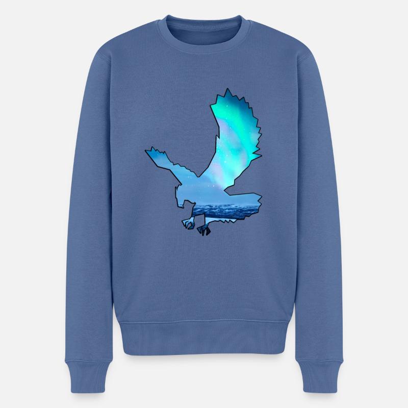 Nordlichter in der Kontur des Adlers - Männer Premium Bio Pullover - Taubenblau