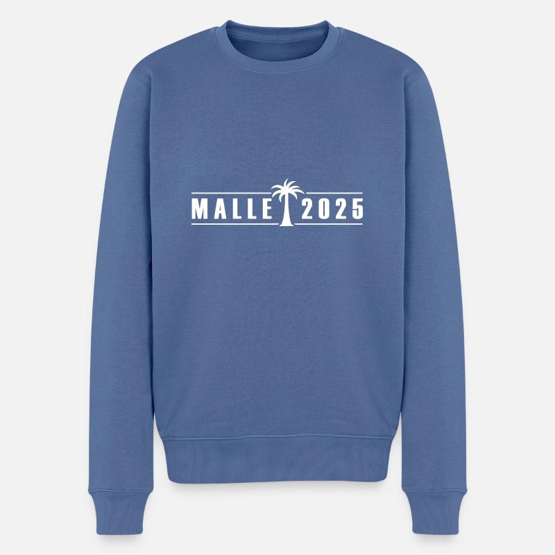 Malle 2025 Palmier - Pull Premium bio Homme - bleu pigeon