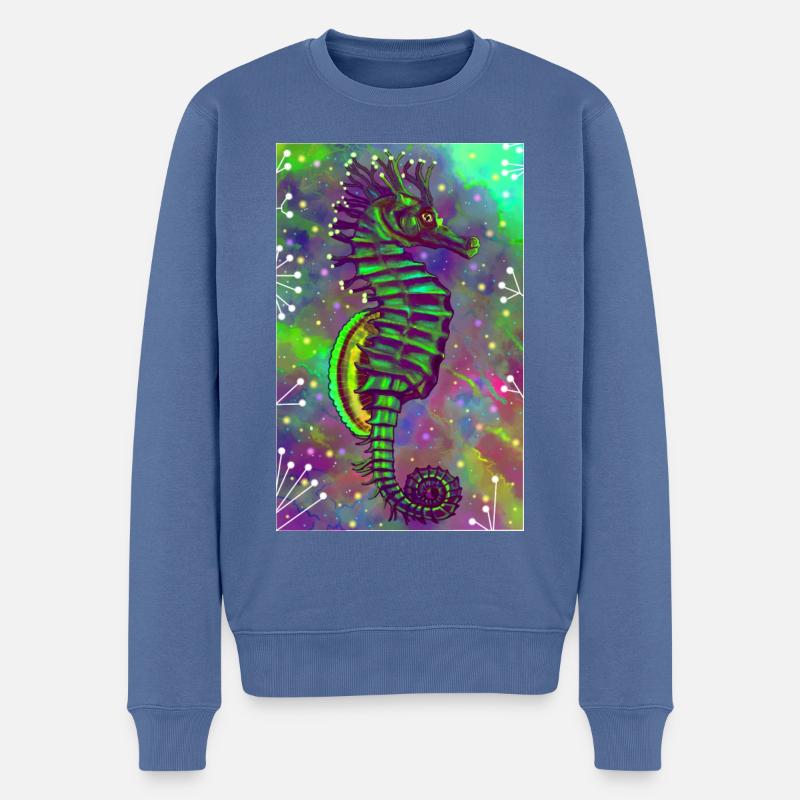 Seepferdchen - Männer Premium Bio Pullover - Taubenblau