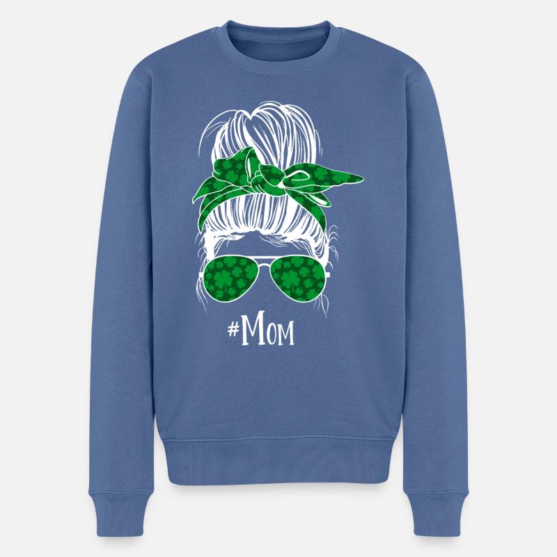 Maman Messy Dutt St. Patricks - Pull Premium bio Homme - bleu pigeon