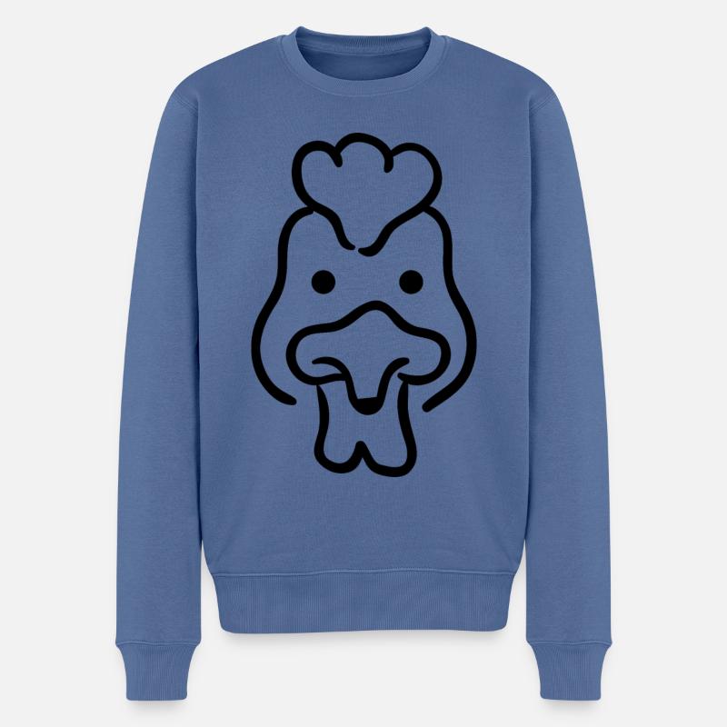 Hahn - Henne - Männer Premium Bio Pullover - Taubenblau