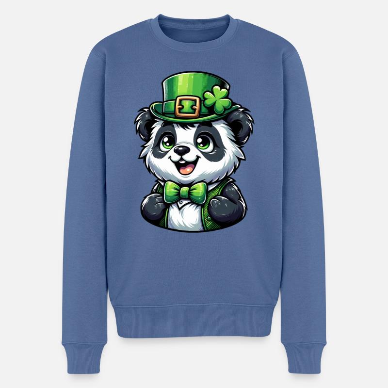 St. Patrick's Panda Celebration - Men's Premium Organic Jumper - stone blue