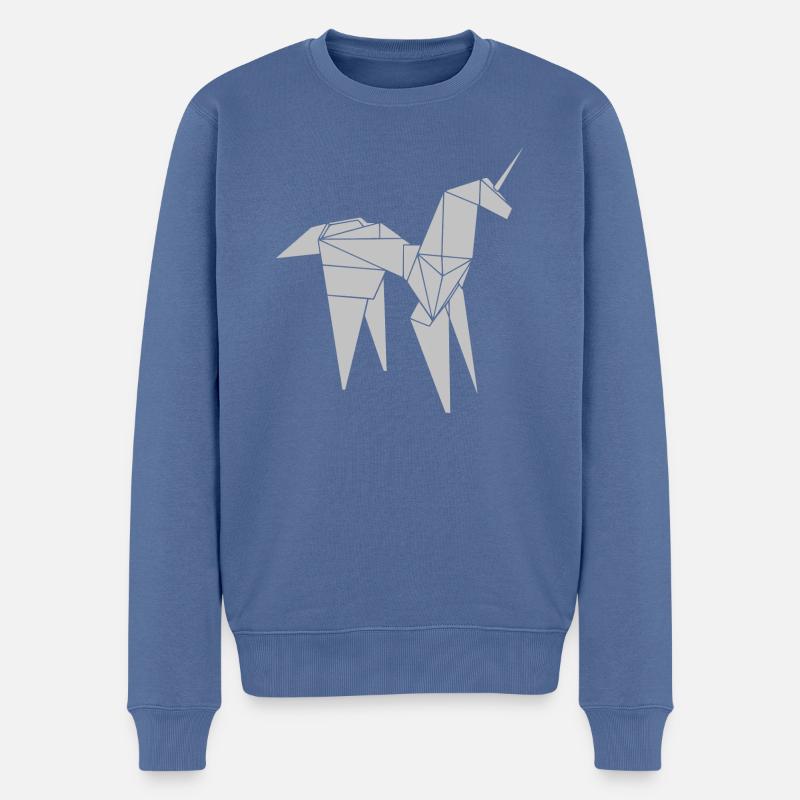 Licorne Origami - Blade Runner - Pull Premium bio Homme - bleu pigeon