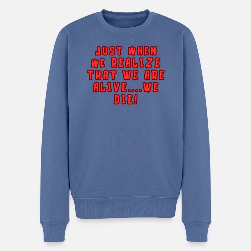Gerade wenn wir realisieren... - Männer Premium Bio Pullover - Taubenblau