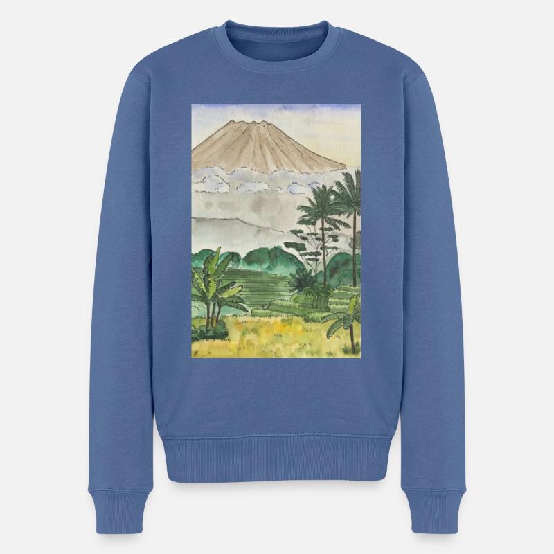 Indonesien - Männer Premium Bio Pullover - Taubenblau