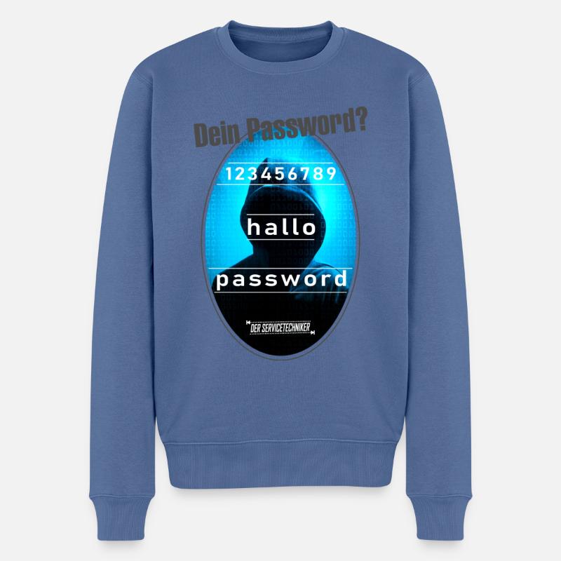 Password Kapuze grau - Männer Premium Bio Pullover - Taubenblau