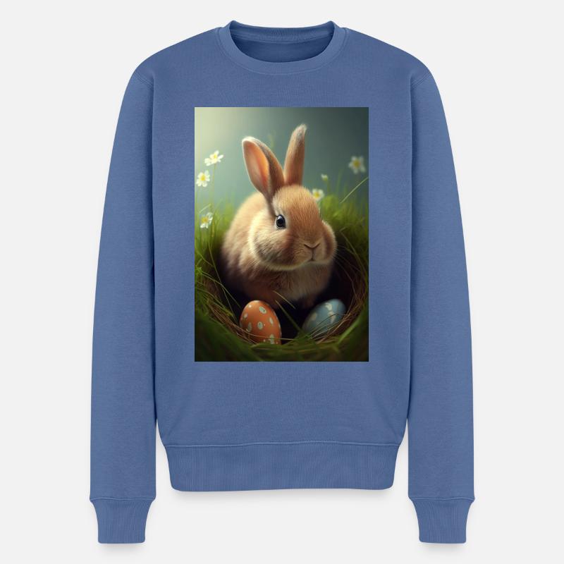 Hase - Männer Premium Bio Pullover - Taubenblau