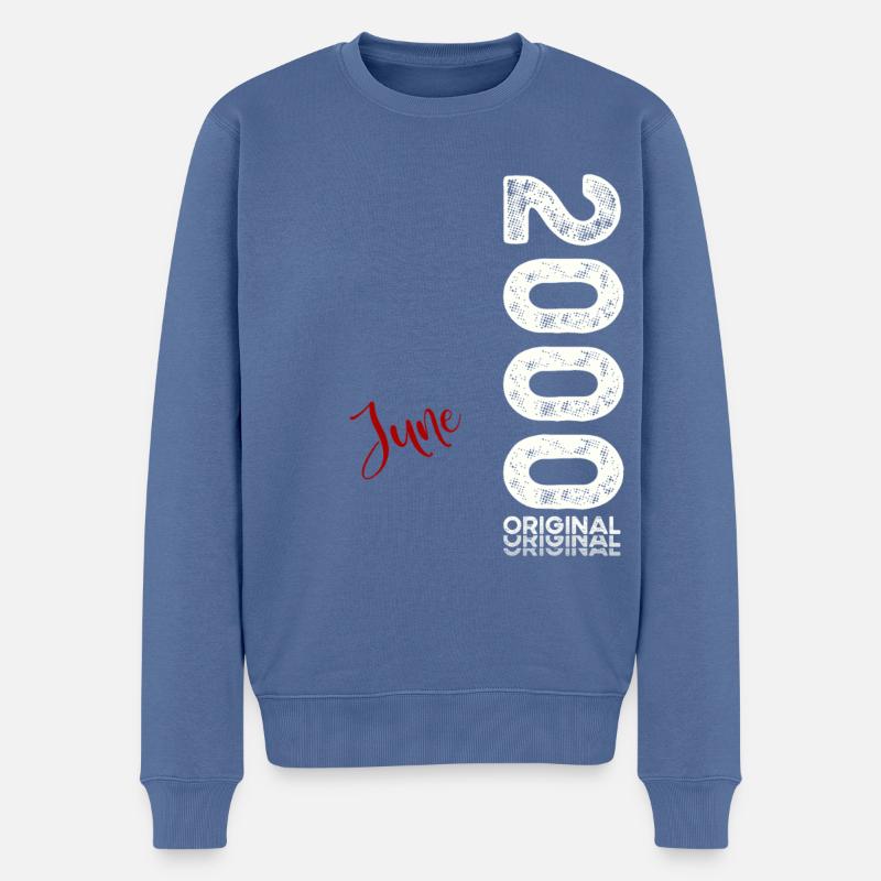 25. Geburtstag Geschenk Mann Original Juni 2000 - Männer Premium Bio Pullover - Taubenblau