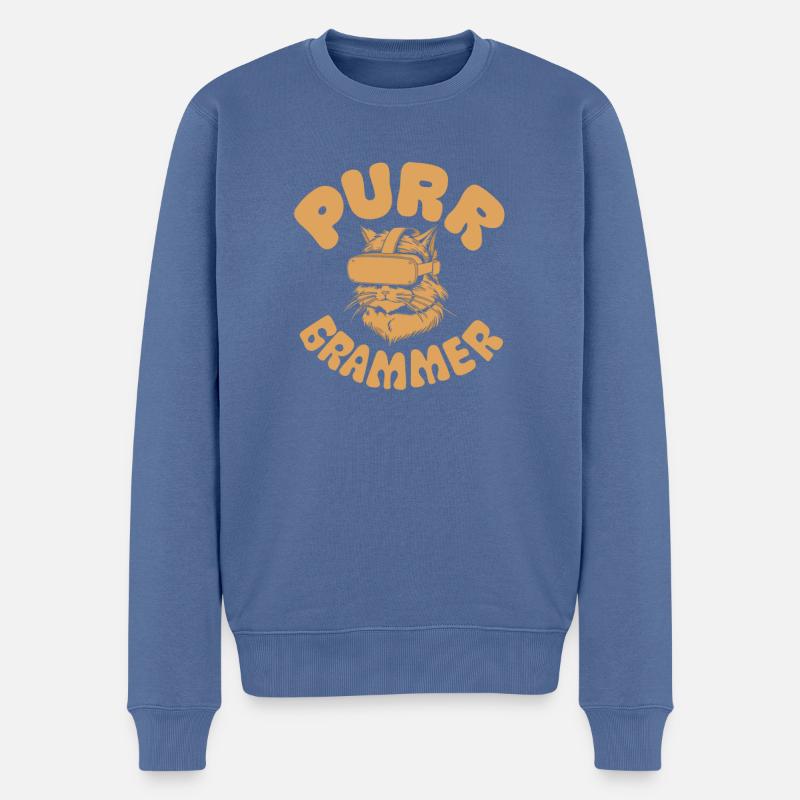 Coder Katze Lustig Programmierer Geschenk - Männer Premium Bio Pullover - Taubenblau