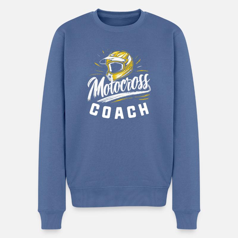 Motocross-Junge Coach - Männer Premium Bio Pullover - Taubenblau