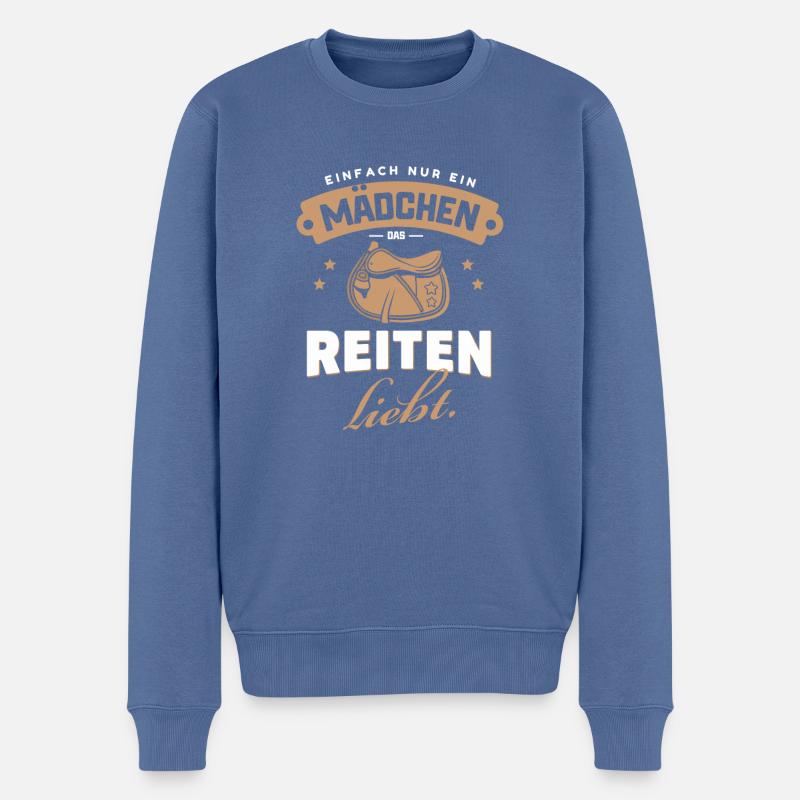 Mädchen Reiten Liebt Pferde Fan Geschenk Passion - Männer Premium Bio Pullover - Taubenblau