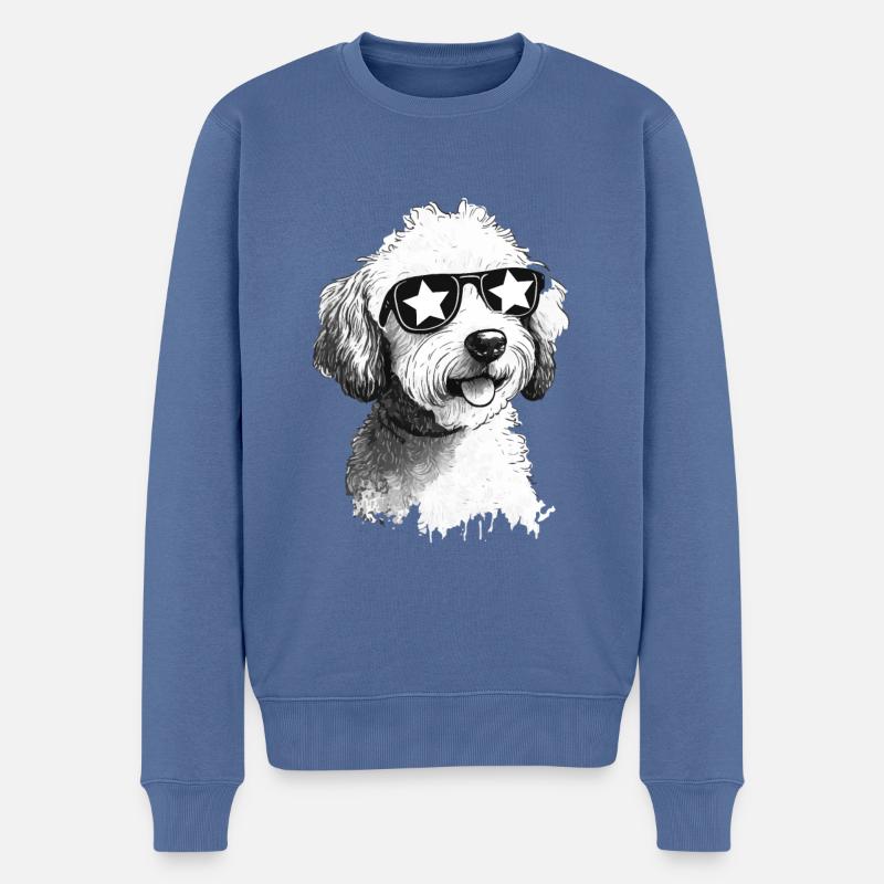 Cool Dog - Männer Premium Bio Pullover - Taubenblau