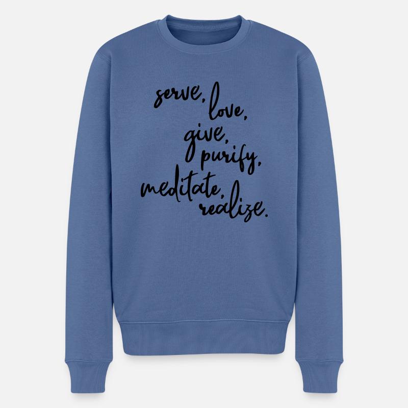 Serve Love Give Purify Meditate Réaliser - Pull Premium bio Homme - bleu pigeon