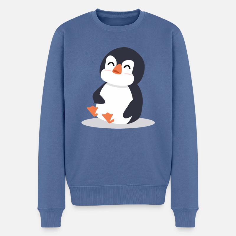 Pinguin - Männer Premium Bio Pullover - Taubenblau