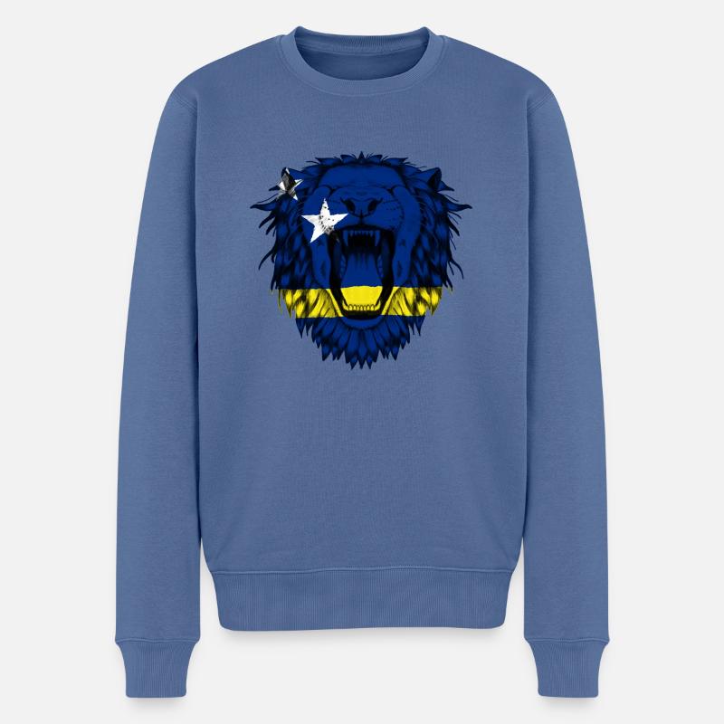 Curaçao - Männer Premium Bio Pullover - Taubenblau
