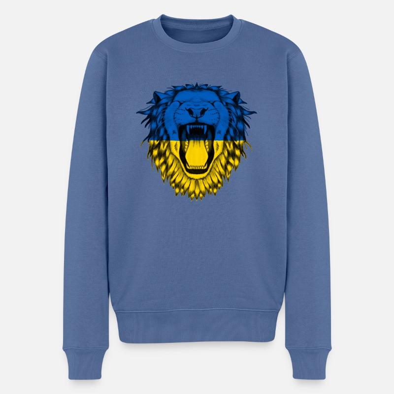 Ukraine - Männer Premium Bio Pullover - Taubenblau
