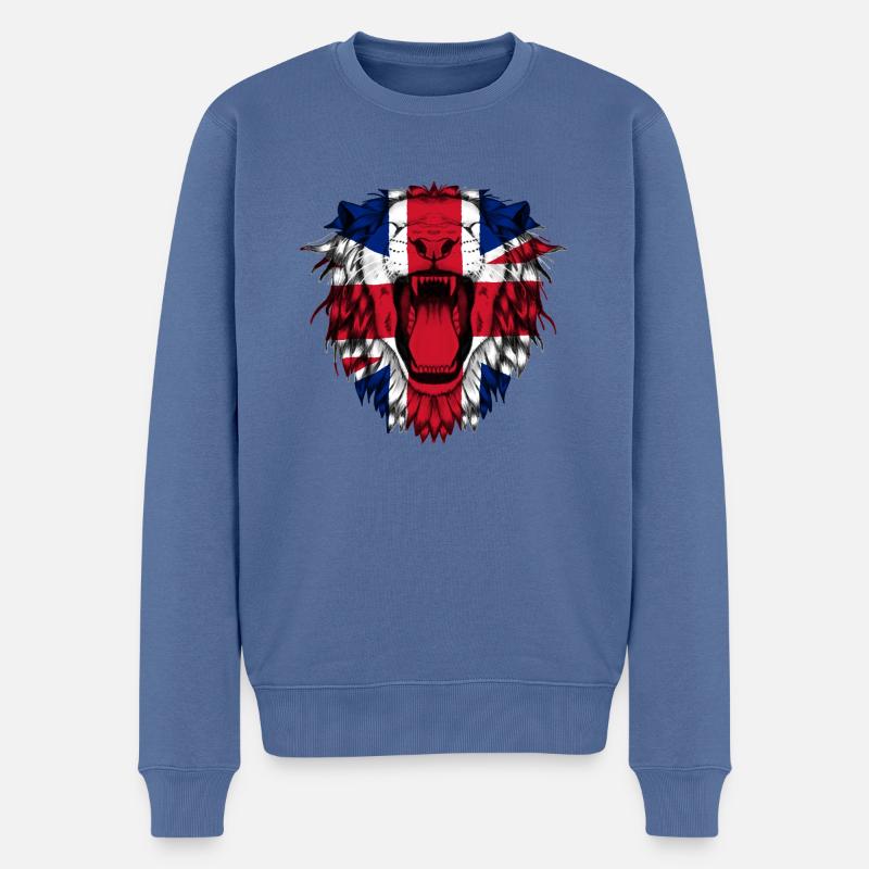 Großbritannien - Männer Premium Bio Pullover - Taubenblau